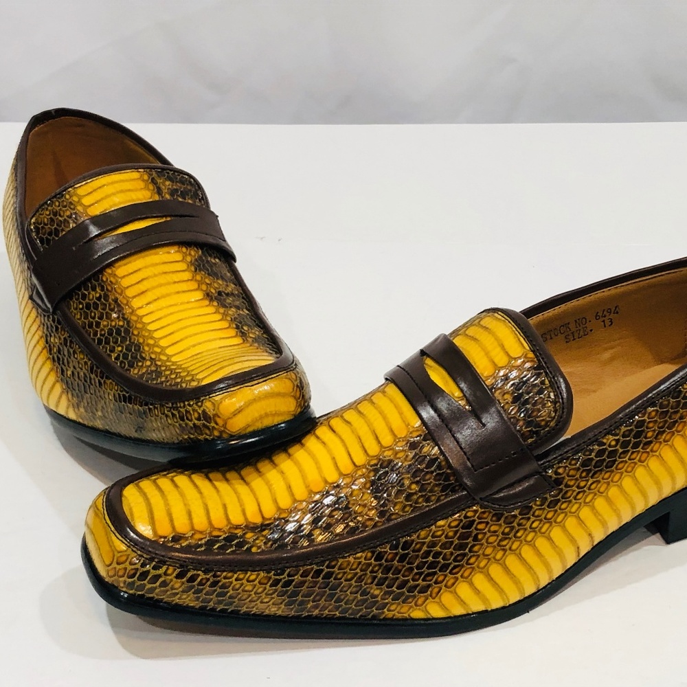 Antonio Cerrelli Yellow Brown Snake Skin Shoes 13